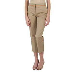 FX01524B New Burberry Ladies Silk Trim Cropped Cotton Chinos